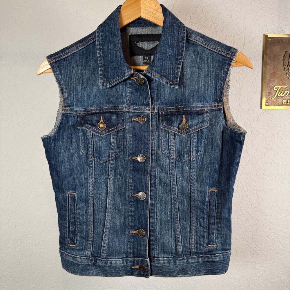 Banana‎ Republic Womens Denim Vest Medium Wash Stretch Jean Jacket XS RN111386